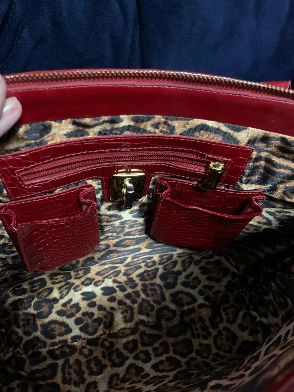 Bolsa de couro croco vermelha  - Foto 2