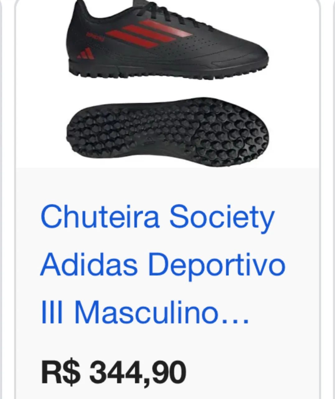 Chuteira Society Adidas Deportivo III Masculino Preto e Vermelho  - Foto 2
