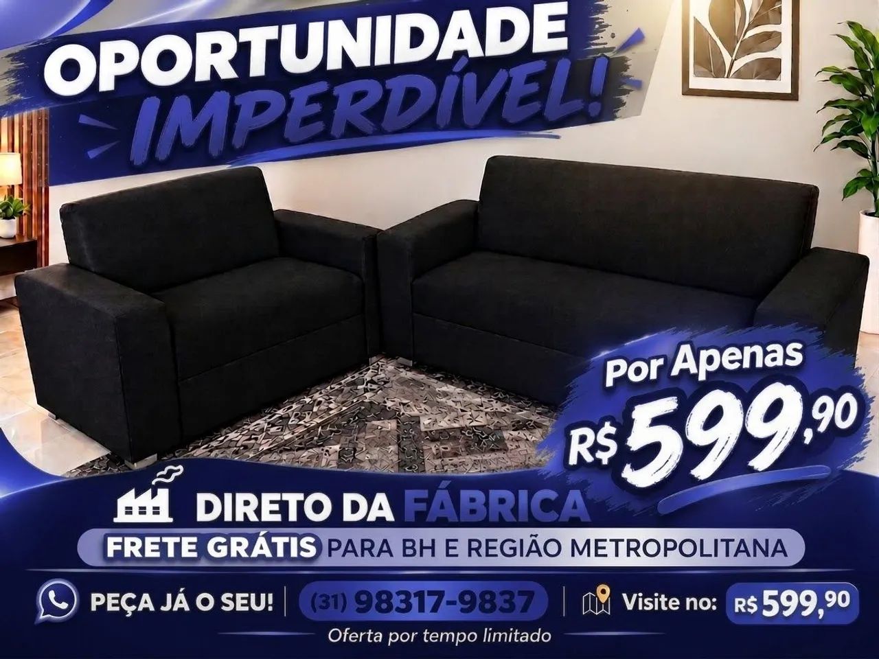 SOFÁ CONFORTÁVEL E BONITO
