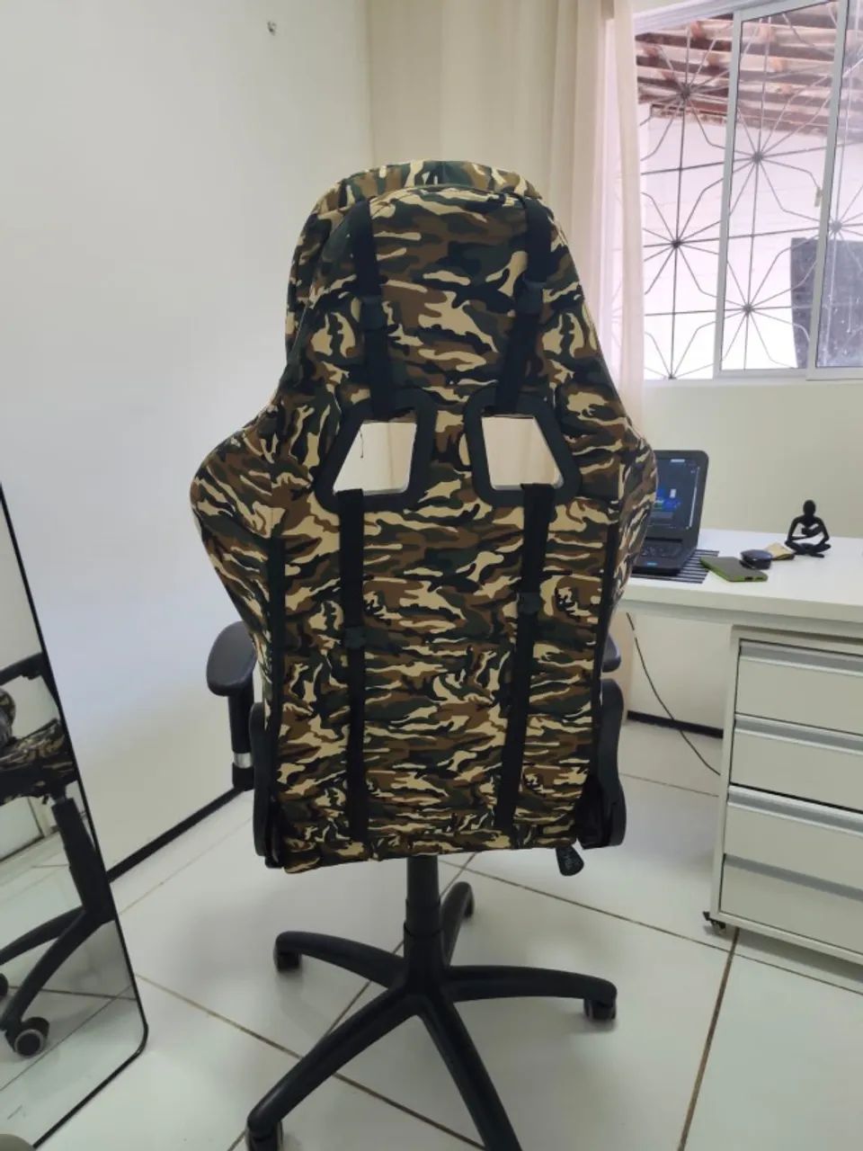 Cadeira Gamer camuflada com almofada de cabeça e lombar - Foto 5