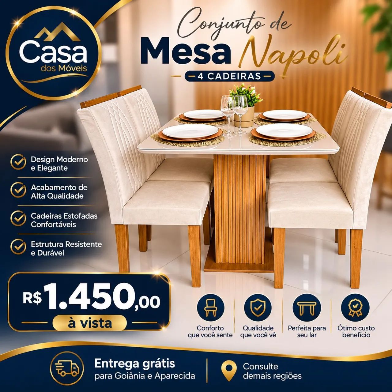 Mesa de jantar 90x90 