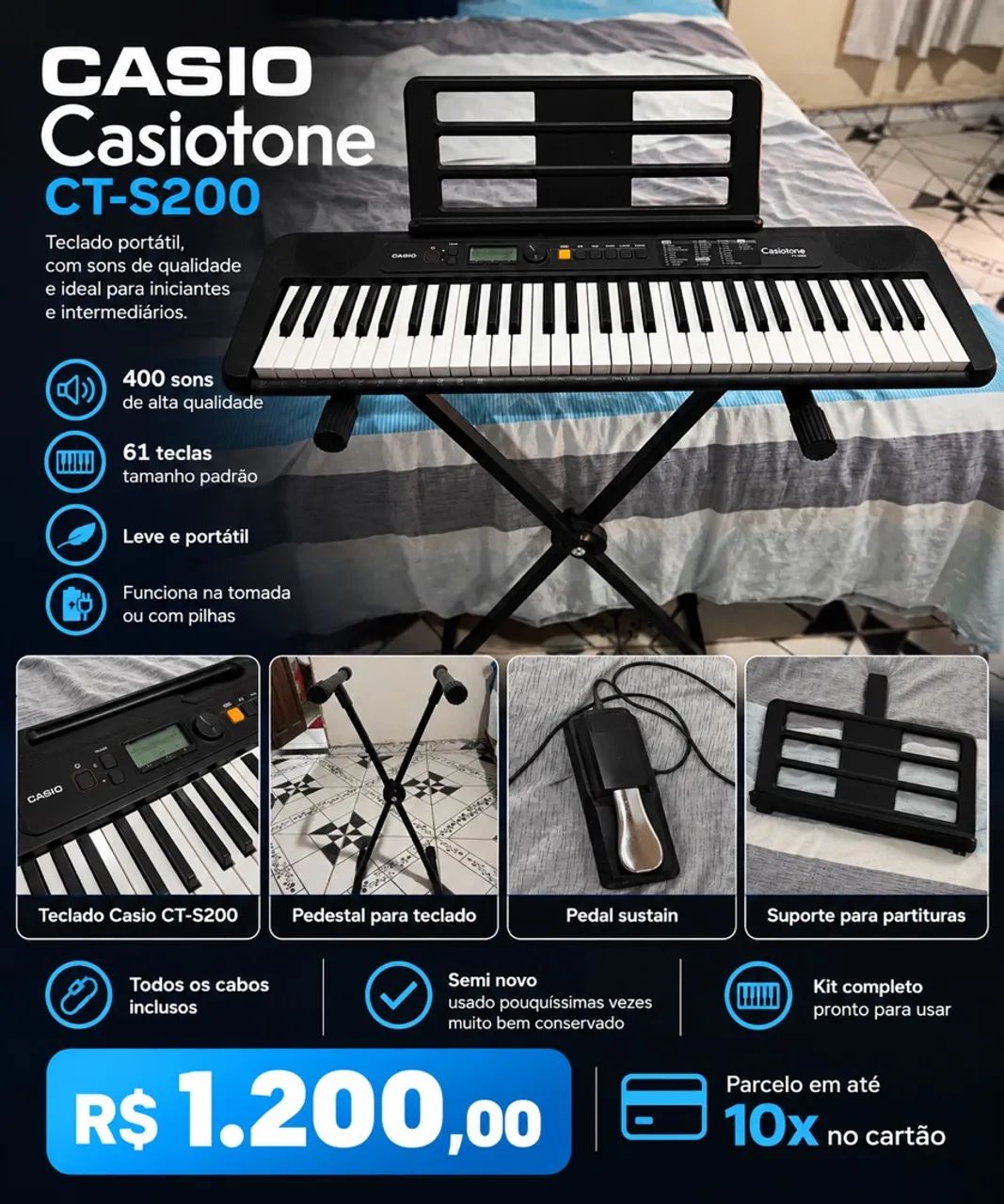 Teclado musical Cássio 