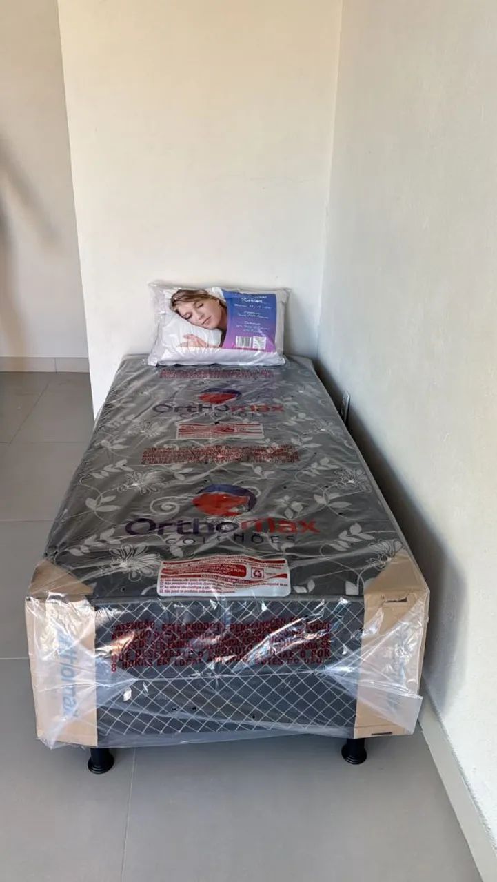Cama box solteiro + travesseiro de brinde 