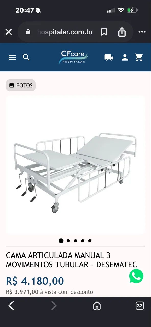 CAMA HOSPITALAR COM 3 MANIVELAS - Foto 4