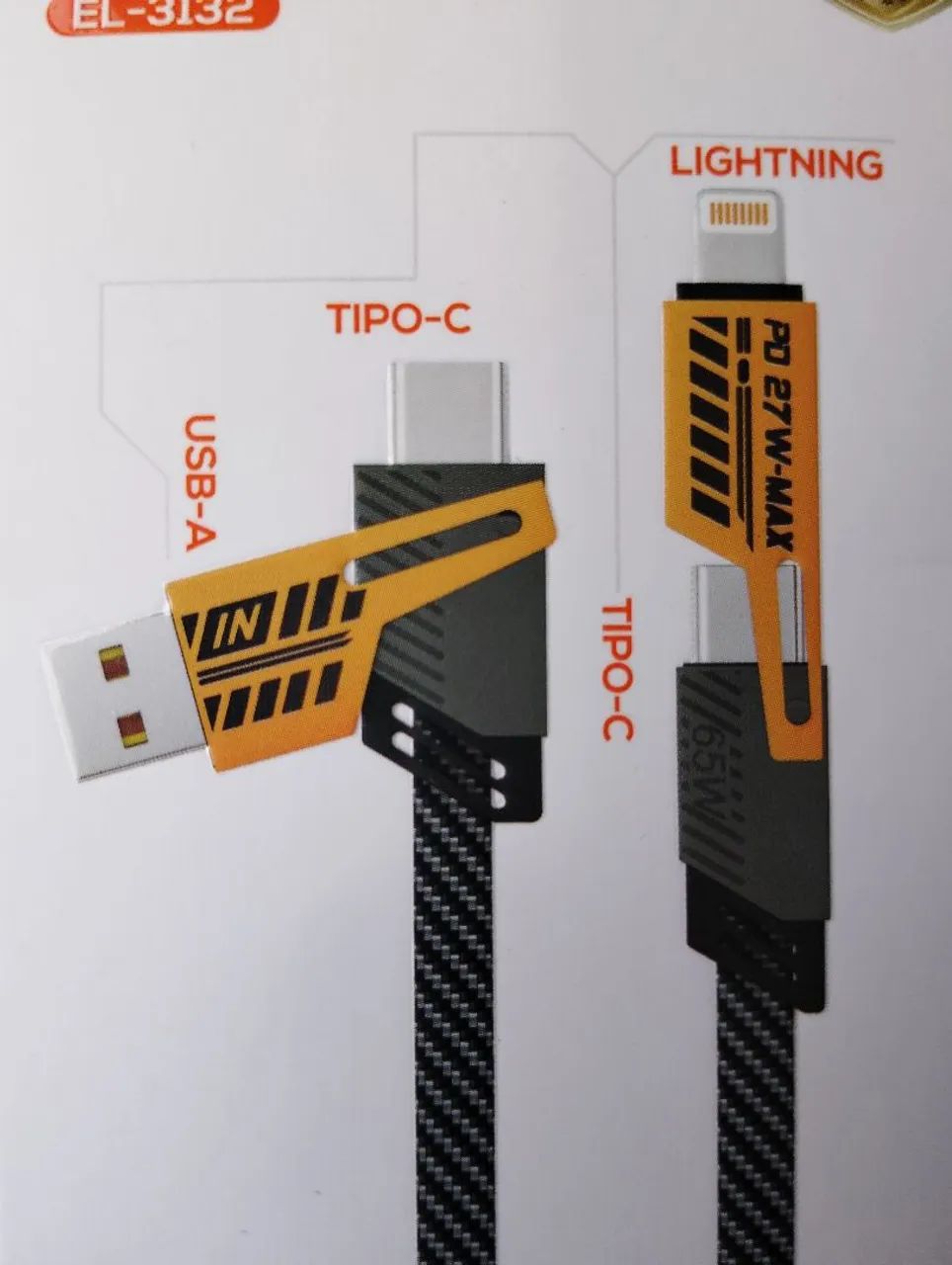 Cabo de carregamento turbo 4 Em 1 Usb E Ios 27w/65w  - Foto 3