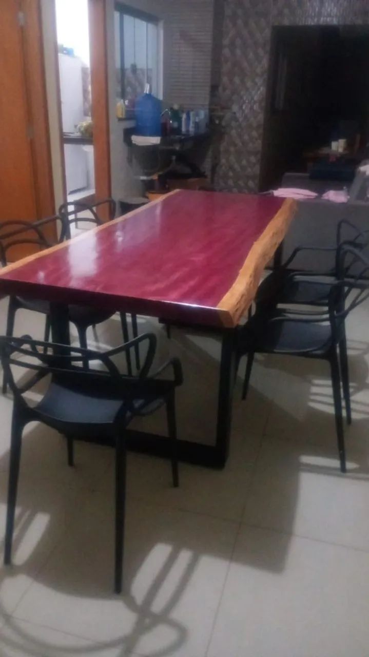 Mesa roxinho com pés de metalon 4 e 6 lugares  - Foto 2