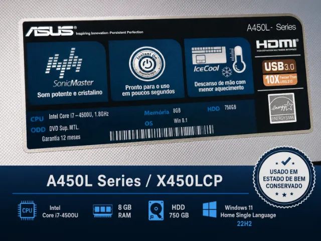 Notebook ASUS X451L Series Intel Core i7, 8GB RAM, GeForce 720M, HDD 750 GB - Foto 4