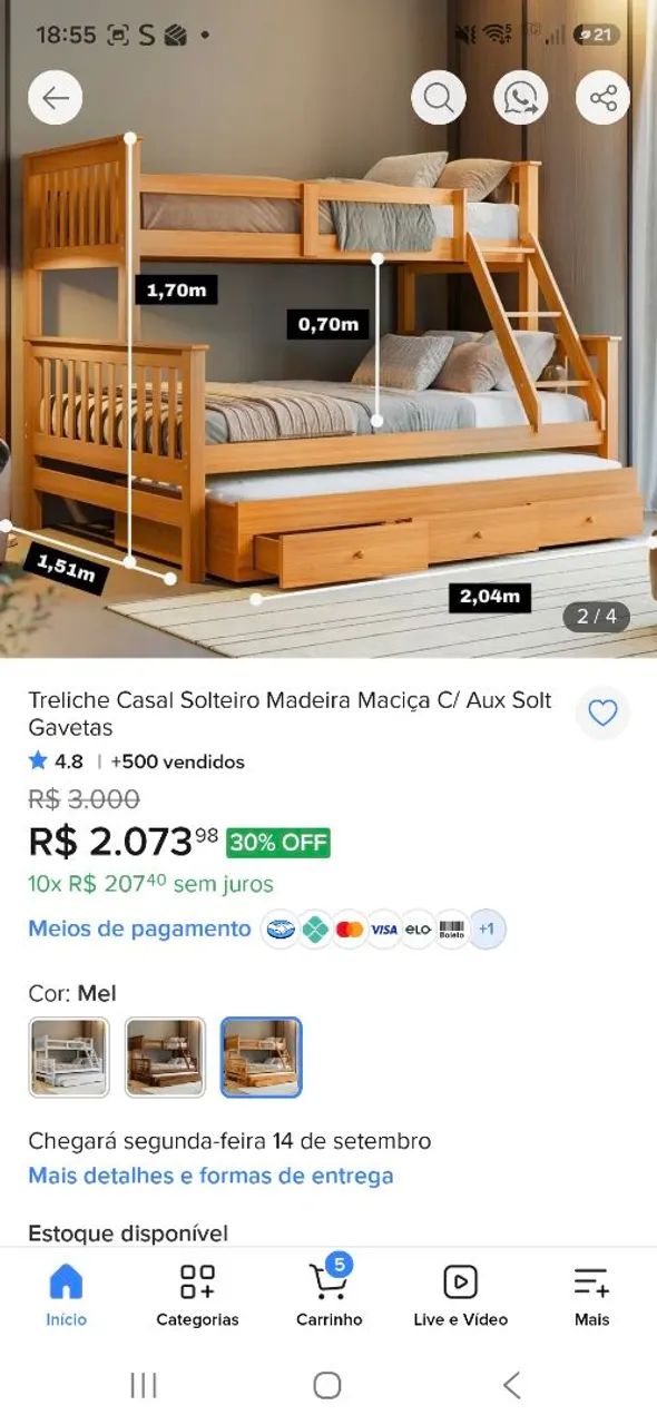 Triliche Madeira Maciça seminovo  - Foto 3