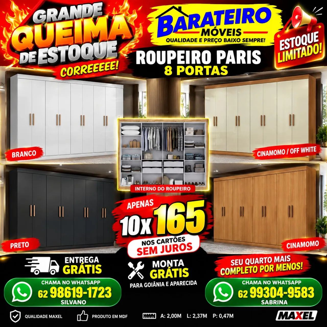 Guarda roupa casal 8 portas