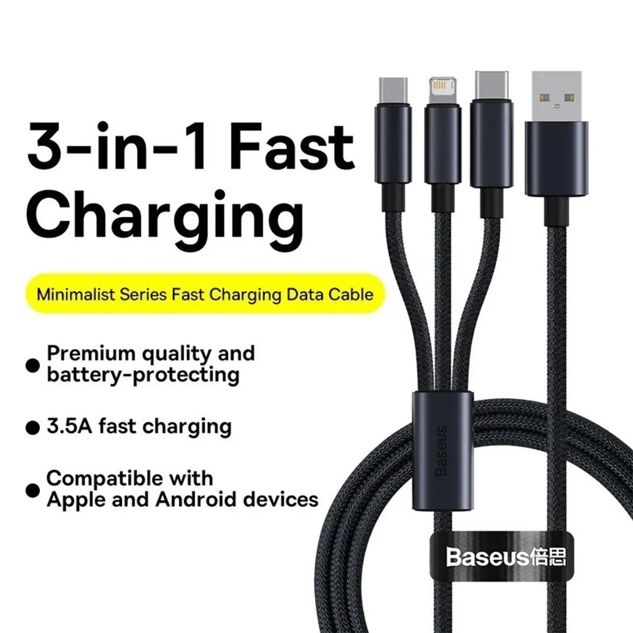 Cabo Baseus USB 3x1 - Produto Novo - Foto 2