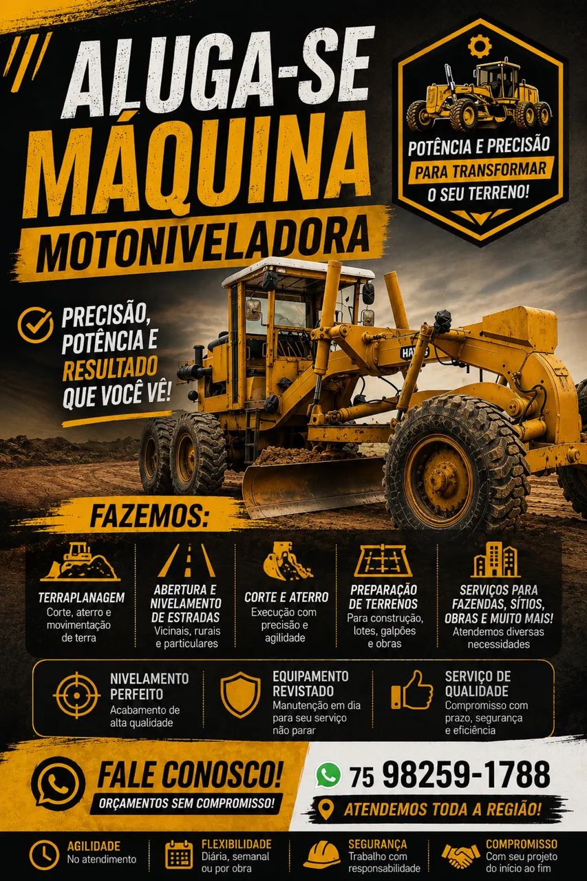 Aluga-se Máquina de Terraplanagem 