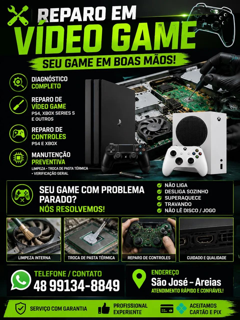Limpeza preventiva e manutenção de games 
