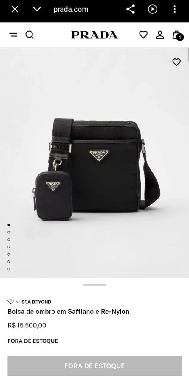 V/T Bolsa de ombro em Saffiano e Re-Nylon PRADA - Foto 4