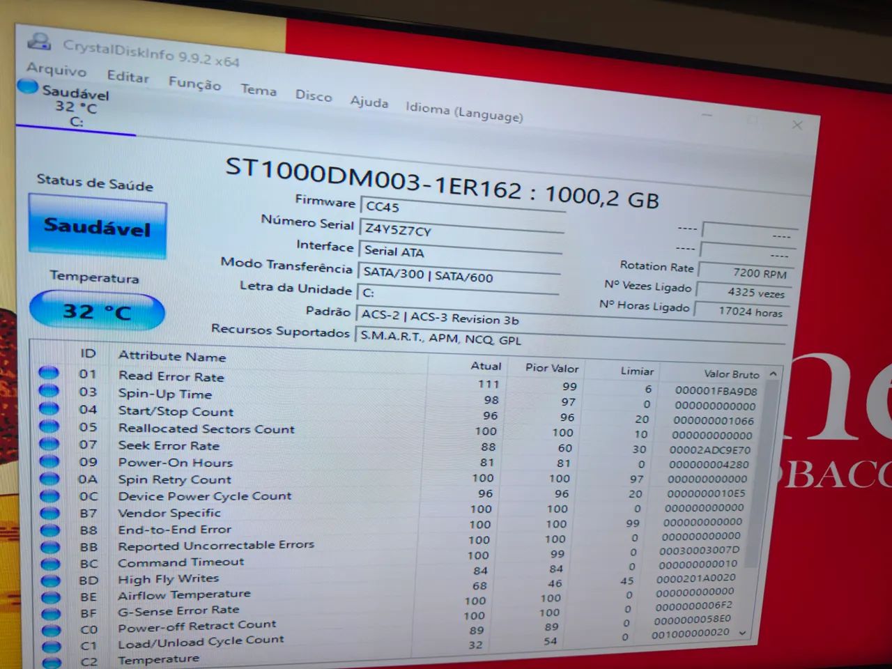 HD Seagate Barracuda 1TB saudável 