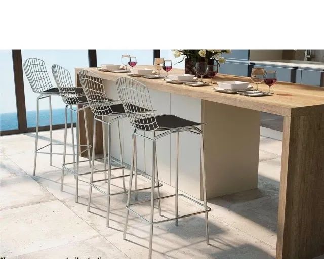 Kit 2 banquetas BERTOIA cromada  - Foto 2