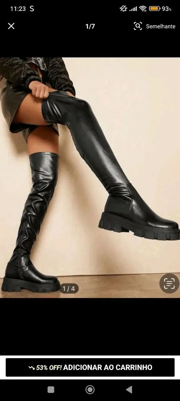 Bota Over the Knee de couro 
