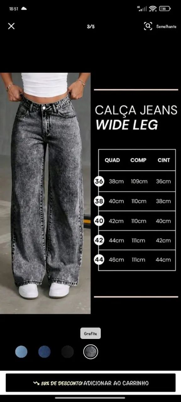 Calça wide leg nova n38 