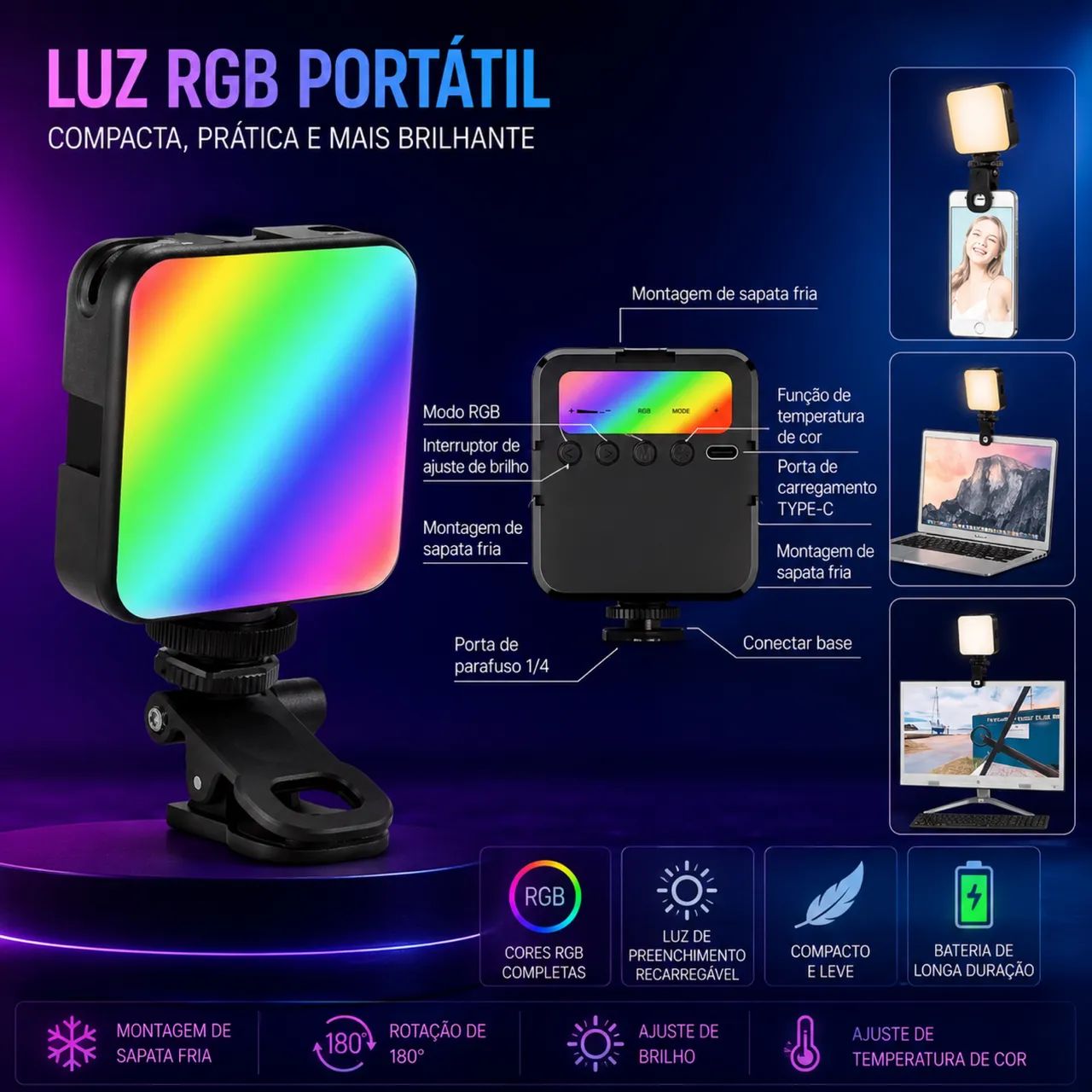 Luz RGB portátil 