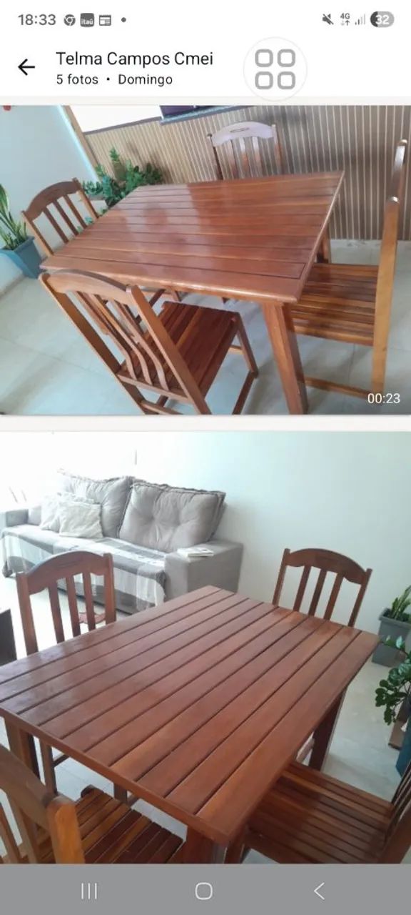 Vendo mesa em madeira 4 cadeiras - Foto 3
