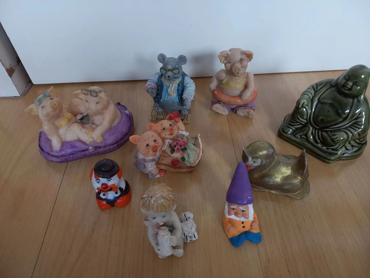 lote com 9 bibelôs antigos