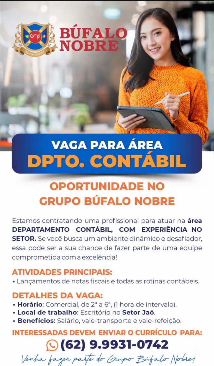 Vaga emprego Dep contábil 