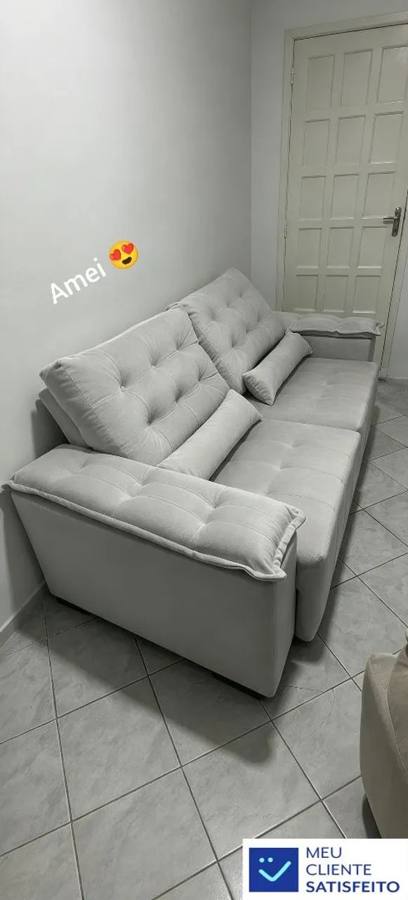 Estofado de 3 lugares com puf - Foto 3