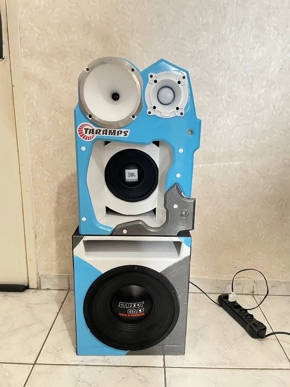Som quadriway 12 polegadas completo com modulo, fonte e toca cd com bluetooth 