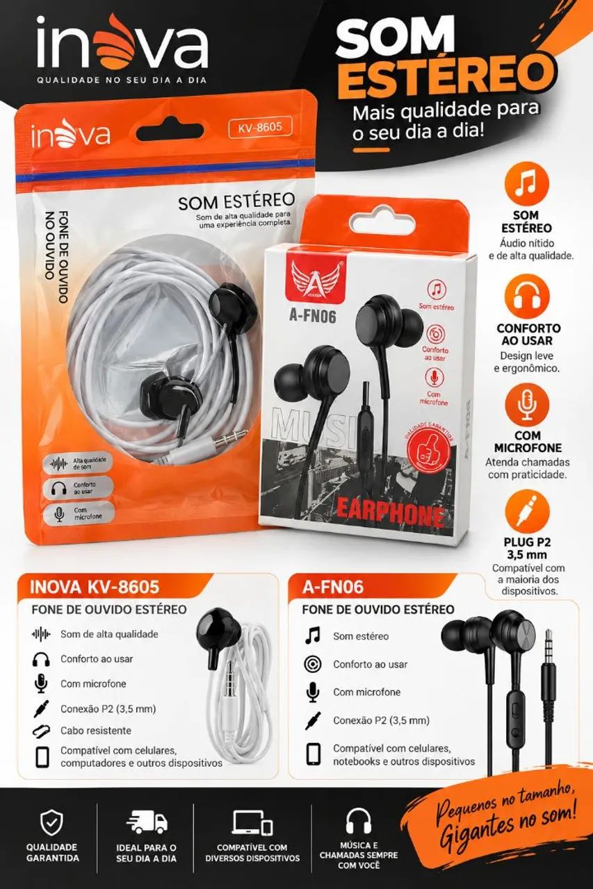 Fone de ouvido com fio estéreo  - Foto 2