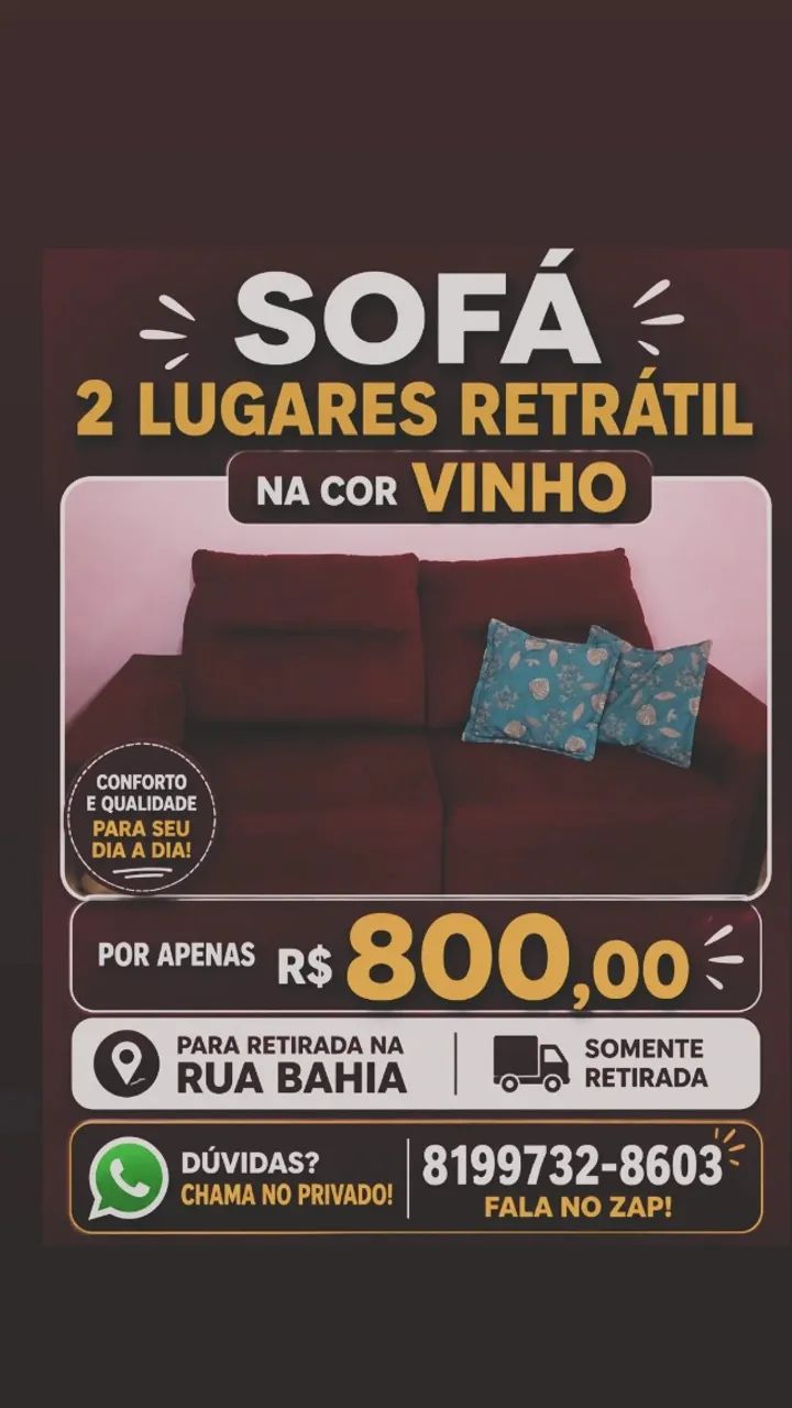 Sofa retrátil vinho