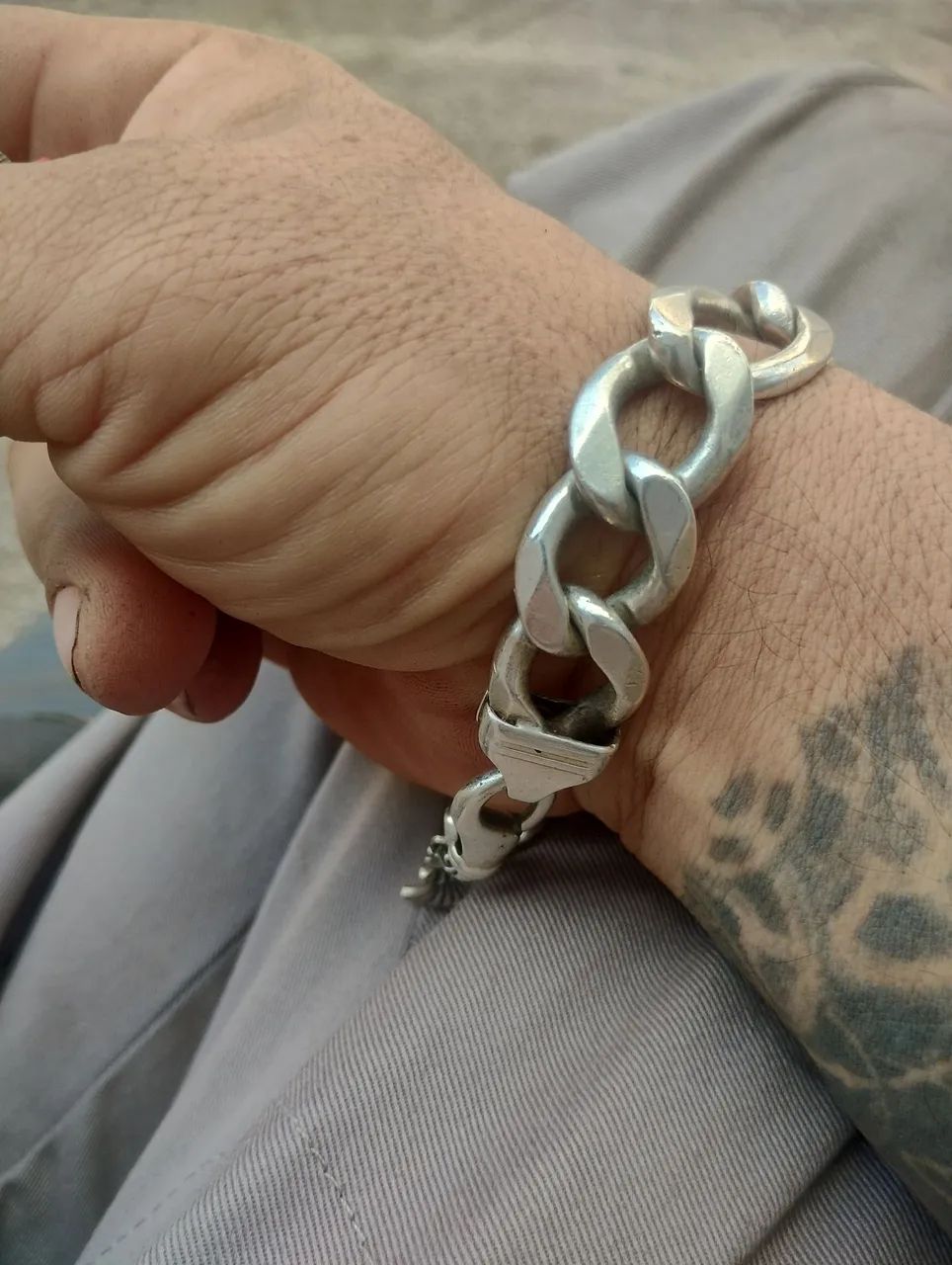 Pulseira de prata grossa  - Foto 3