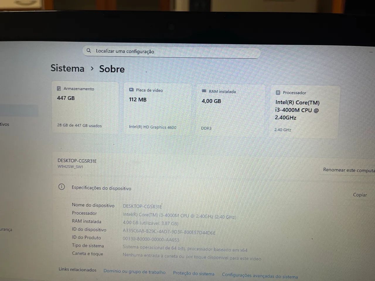 Notebook Positivo Core i3 4ª Geração + SSD 480GB + 4GB RAM