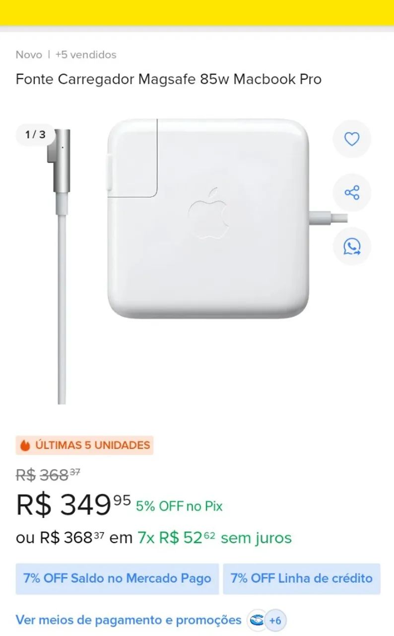 Fonte carregador Apple macbook MC556BZ/B original 85w- original  - Foto 2