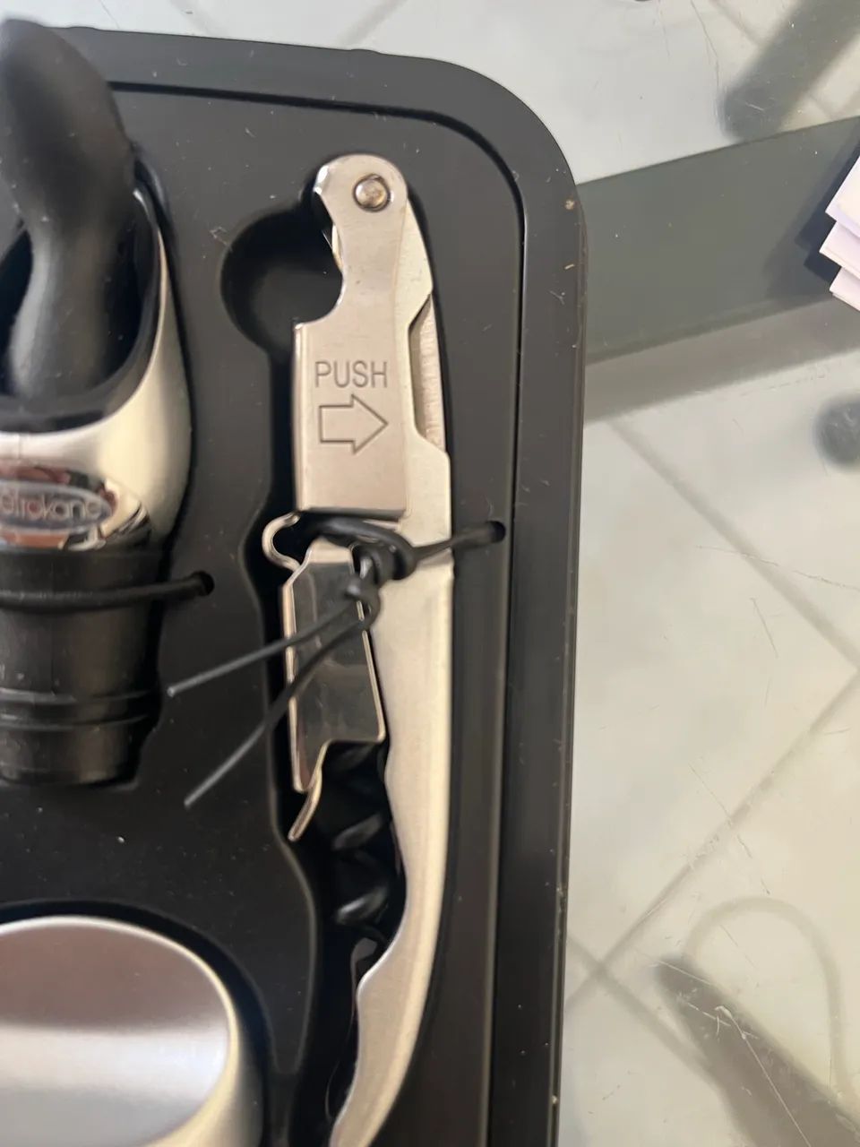 Saca rolha corta lacre e tampão inox - Foto 3