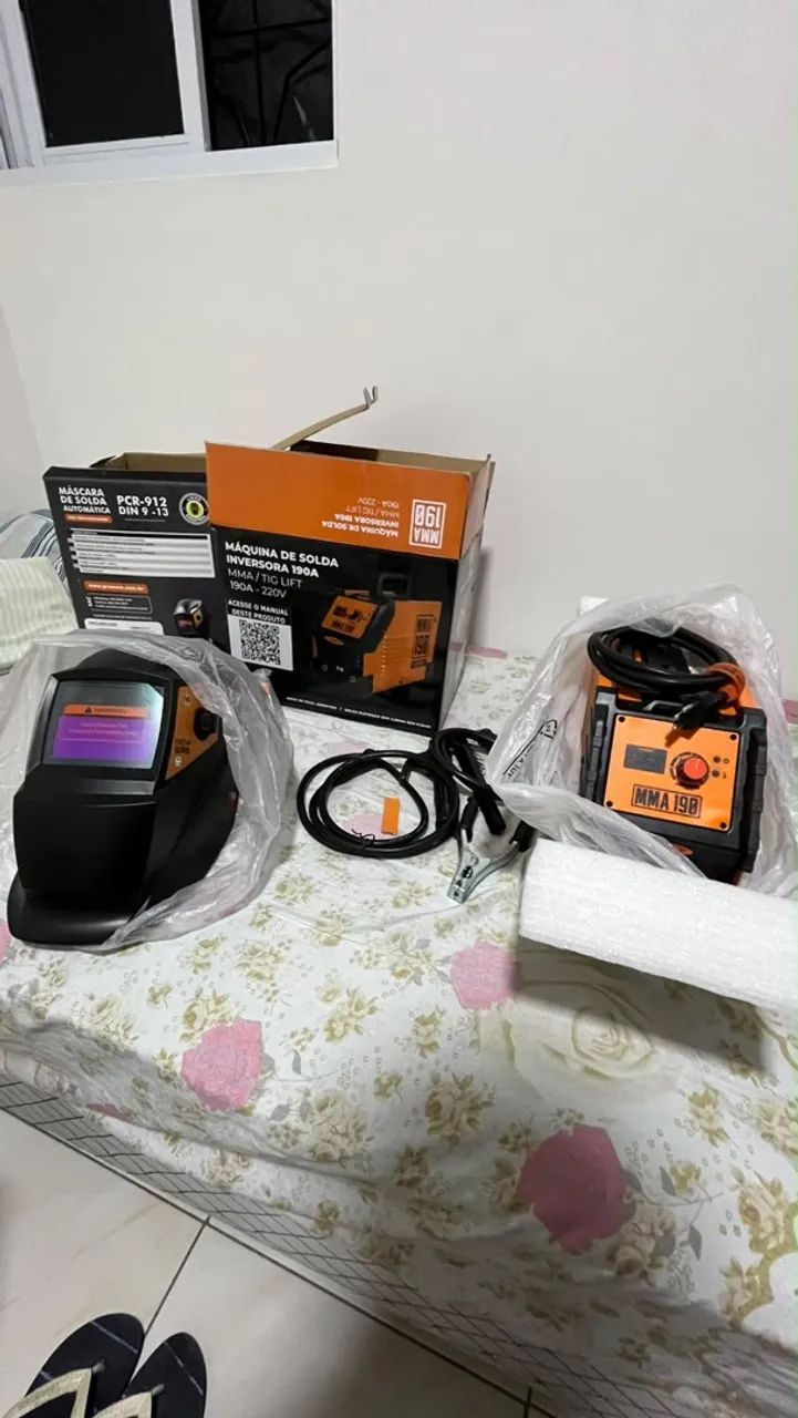Kit de máquina de solda e capacete proteção  - Foto 3