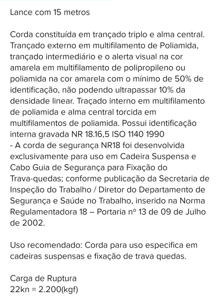 Cinto de Segurança + Corda de 15 mts  - Foto 4