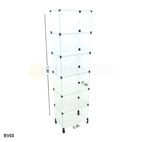 Estante torre de vidro 0,50 x1 ,90 x 0,30 em megao ferta