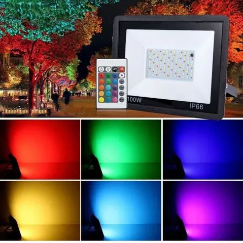 Refletor LED RGB 100w com memória 