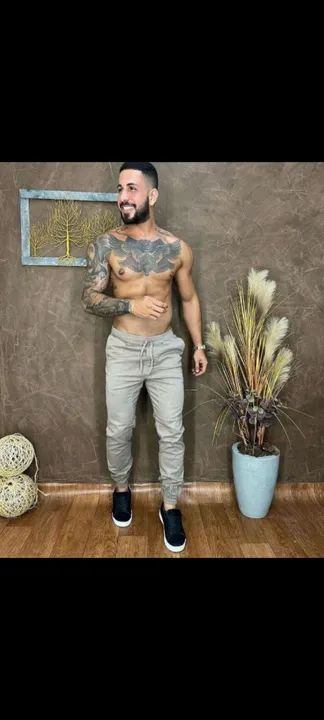 Calça jogger masculina em sarja com lycra  - Foto 2