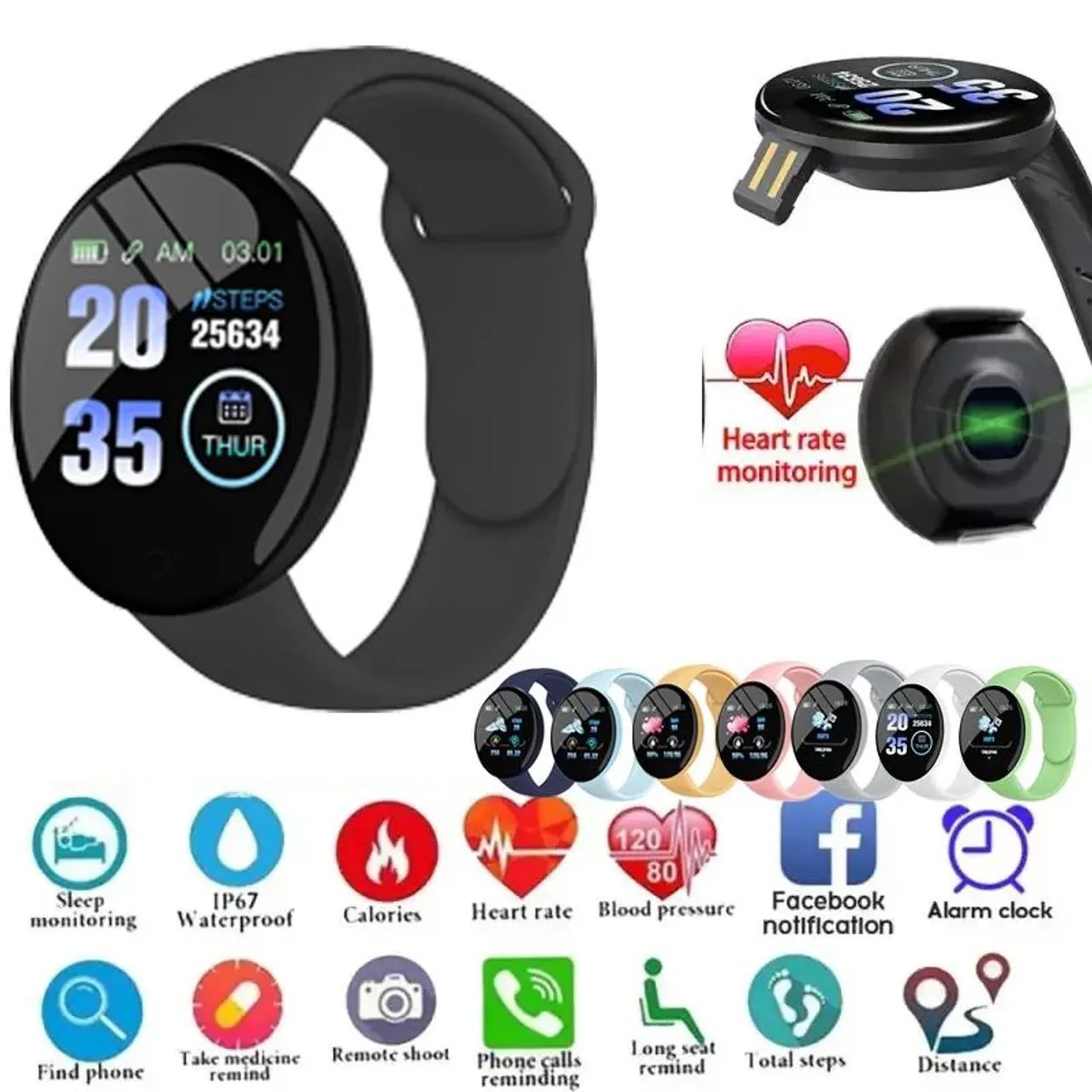 Smartwatch Relógio Inteligente Fitness smart digital - Foto 4