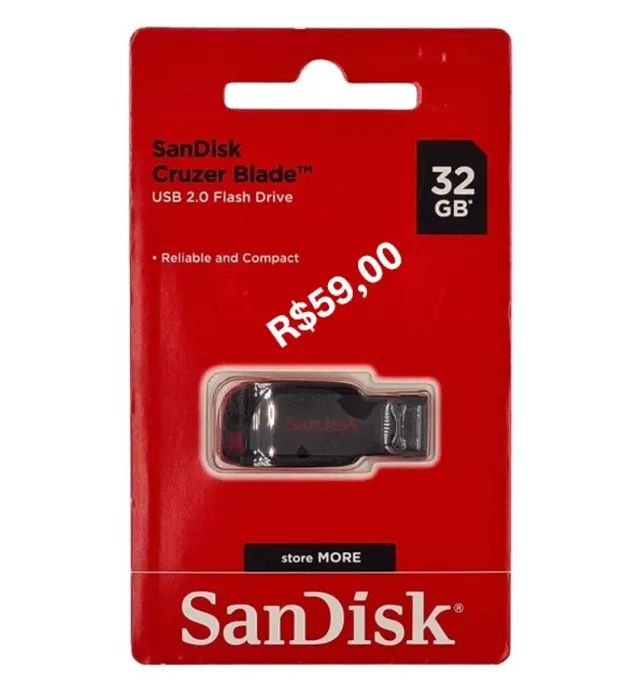 PenDrive Original SanDisk Cruzer Blade 32GB Usb 2.0 Flash Drive Pc