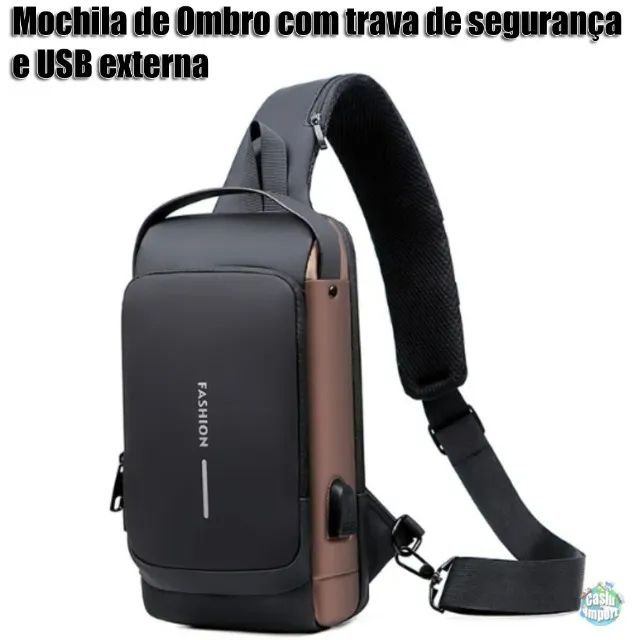 Mochila de ombro compacta com trava de código e Usb