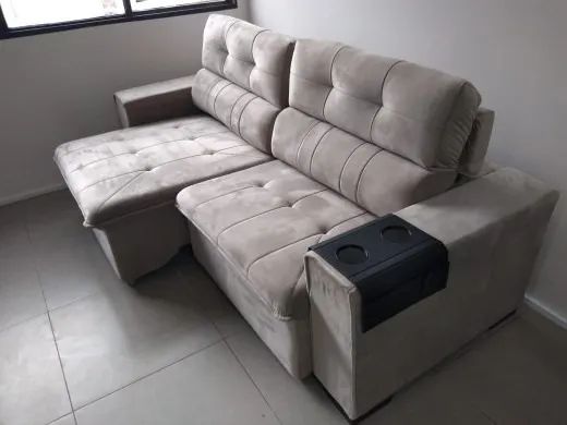 sofa retratil reclinavel 2,30 Veludo Novo - Foto 2