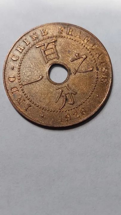 Moeda Antiga de 1 Cent Indochina Francesa  1926 - Foto 3