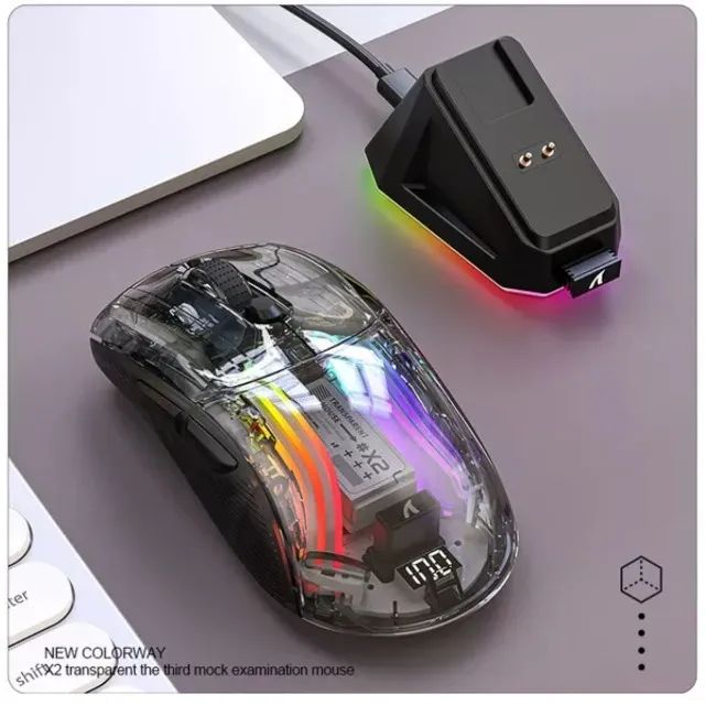 !Promoção!! Mouse Attack Shark X2 Pro - Preto Transparente - Tri-Mode - Foto 2