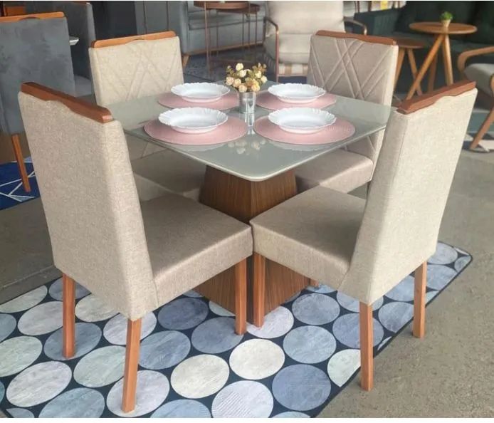 Mesa de jantar 4 cadeiras 90x90 olg