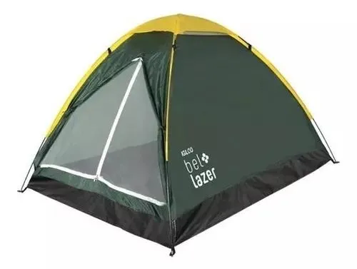 Barraca Camping Acampamento 4 Pessoas Verde e Amarelo Iglu