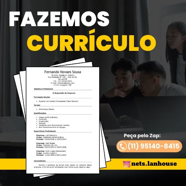Faço o seu Currículo Profissional 