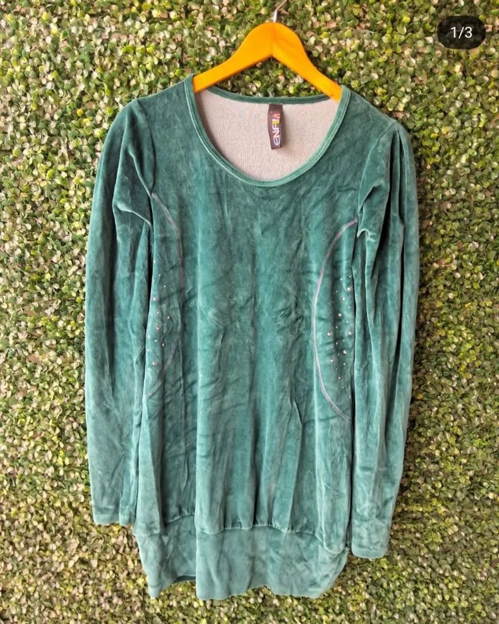 Blusa de Veludo Verde Enfim