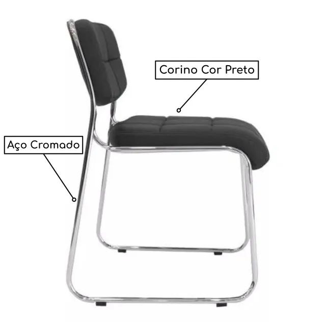 Cadeira Interlocutor Estofada Denver Preta Conforto Sofisticado Ergonômica Modelo 30405 - Foto 4