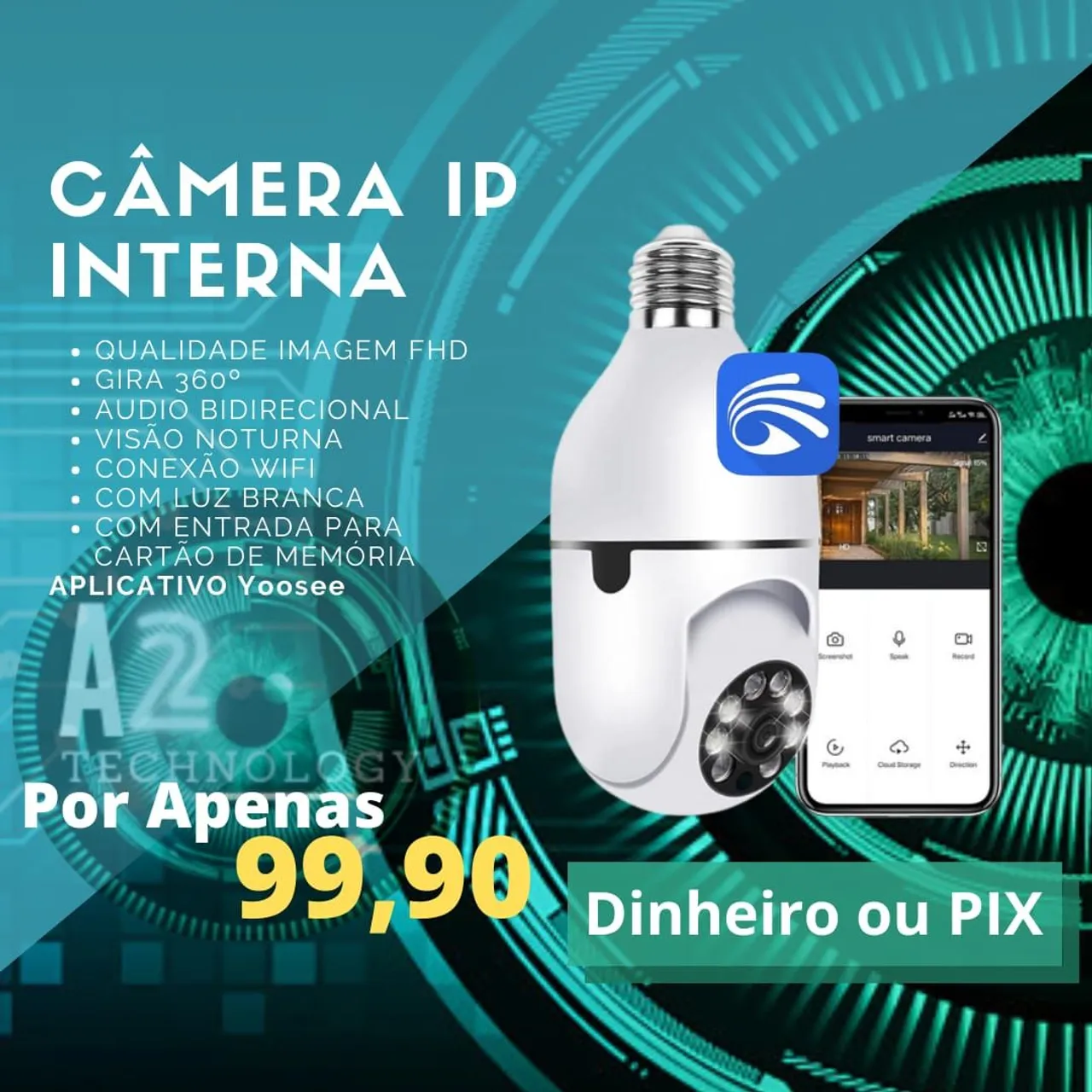Câmera IP Interna com Visão Noturna